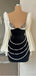 Charming Black White Full Sleeve Sweetheart Women Mini Dresses Homecoming Dresses, PDS0580