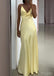 Sexy Lemon V-Neck Spaghetti Strap Floor-Length Prom Dresses PDS1173