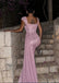 Sparkly Pink Cap Shoulder Mermaid With Trailing Floor-Length Prom Dresses PDS1137