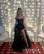 Black Sweetheart Sleeveless Side Slit A-line Long Women Prom Dresses PDS1276