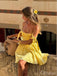 Women Yellow Strapless A-Line Cute Mini Dresses Homecoming Dresses, PDS0590