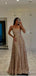 Champagne One Shoulder A-Line Women Floor-Length Prom Dresses PDS1210