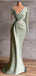 Green Elegant Beaded Full Sleeve Empire Mermaid Floor-Length Prom Dresses PDS1145