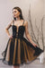 Elegant Black-Yellow Empire Sweetheart Spaghetti Strap Women Mini Dresses Homecoming Dresses, PDS0562