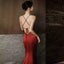 Gorgeous Burgundy Spaghetti Strap with tail Formal Dresses, PDS1068