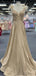 Sexy Sparkly Gold Sweetheart Feather A-Line Floor-Length Prom Dresses PDS1162