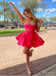 Rose Pink Strapless Beaded A-Line Women Mini Dresses Homecoming Dresses, PDS0576