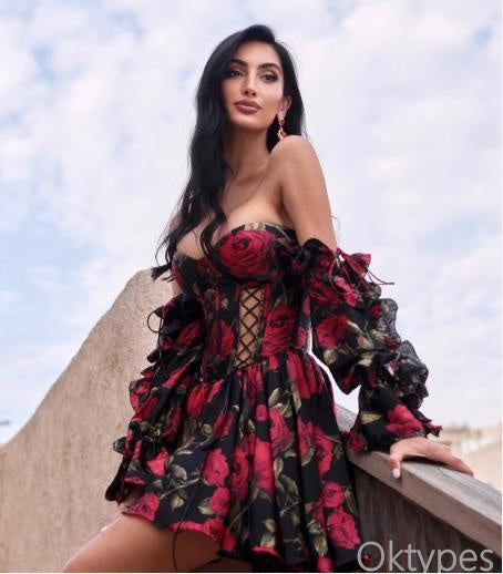 Sexy Ball Gown Black&Red Criss-Cross Sweetheart Off Shoulder Mini Dresses Homecoming Dresses, PDS0601