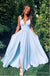 Beautiful Blue Side Slit Spaghetti Strap Women Floor-Length Prom Dresses PDS1203