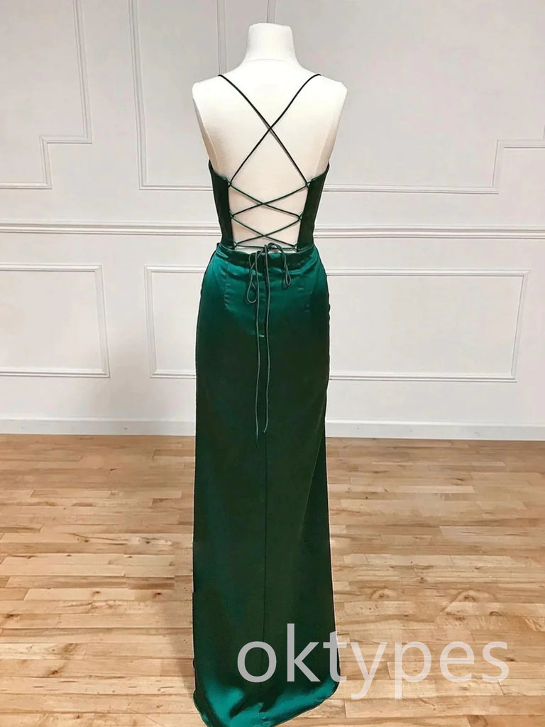 Emerald Sweetheart Sleeveless Side Slit Mermaid Long Women Prom Dresses PDS1264