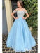 Shiny Special Fabric Beadind Sleeveless A-Line Long Prom Dresses, PDS1002