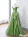 Elegant Light Green Appliques Sleeveless Sweetheart Tulle A-Line Long Evening Dresses, PDS1045