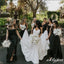 Mismatched Black Spaghetti Strap Round Neck Long Bridesmaid Dresses Online, BDS0352