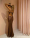 Charming Brown Chocolate Spaghetti Strap Floor-Length Prom Dresses PDS1096