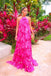 Hlater Alluring Rose Pink Ruffle Floor-Length Women Prom Dresses PDS1234