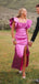 Rose Pink Ruffle Satin Round-Neck Women Floor-Length Prom Dresses PDS1195