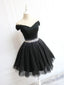 Black Beaded Empire Tulle Sexy Women Mini Dresses Homecoming Dresses, PDS0556