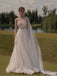 Elegant One Shoulder Tulle With Trailing A-Line White Long Wedding Dresses,WDS0148