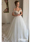 Elegant Off Shoulder V-Neck Sleeveless A-Line Long Wedding Dresses,WDS0143