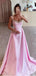 Sexy Blushing-Pink Cap Shoulder Empire A-Line Floor-Length Prom Dresses PDS1160