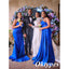 Elegant Royal-Blue Soft Satin One Shoulder Sleeveless Mermaid Floor Length Bridesmaid Dresses, BDS0329