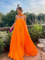 Burn-Orange Strap A-Line Simple Floor-Length Women Prom Dresses PDS1248