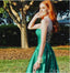 Luxurious Emerald Side Slit Mermaid Spaghetti Strap Women Floor-Length Prom Dresses PDS1205