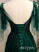 Emerald Sparkly V-neck Sleeveless A-line Floor Length Women Prom Dresses PDS1271