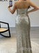 Sliver Shiny Sleeveless Side Slit Mermaid Long Women Prom Dresses PDS1272