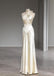 Simple White Pearl Halter Pleat Floor-Length Prom Dresses PDS1135