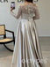 White Sparkly Long Sleeves Mermaid Floor-Length Women Prom Dresses PDS1259