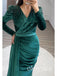 Elegant V-neck Long Sleeves Mermaid  Long Women Prom Dresses PDS1279