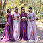 Mismatched Soft Satin A-Line Floor Length Bridesmaid Dresses, BDS0296