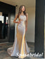 Sexy Elastic Satin One Shoulder Sleeveless Side Slit Long Prom Dresses, PDS1028