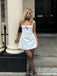 Square Unique White Spaghetti Strap A-Line Women Mini Dresses Homecoming Dresses, PDS0569