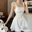 Elegant White Satin Spaghetti Straps Sleeveless A-Line Short Prom Dresses/Homecoming Dresses,PDS0500