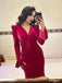 Gegorous Velvet Fuchsia Full-Sleeve Pleat Long Mermaid Evening Dresses PDS1073