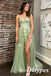 Sexy Sage Tulle And Lace Sweetheart Side Slit A-Line Long Prom Dresses, PDS1040