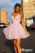 Sweety Pink Sequin Tulle Spaghetti Straps V-Neck A-Line Mini Dresses/ Homecoming Dresses,PDS0502