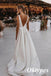 Elegant Spaghetti Straps Deep V-Neck Sleeveless A-Line Long Wedding Dresses With Split,WDS0142