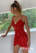 Sexy Red Sequin Spaghetti Straps V-Neck Sheath Mini Dresses/ Homecoming Dresses,PDS0531