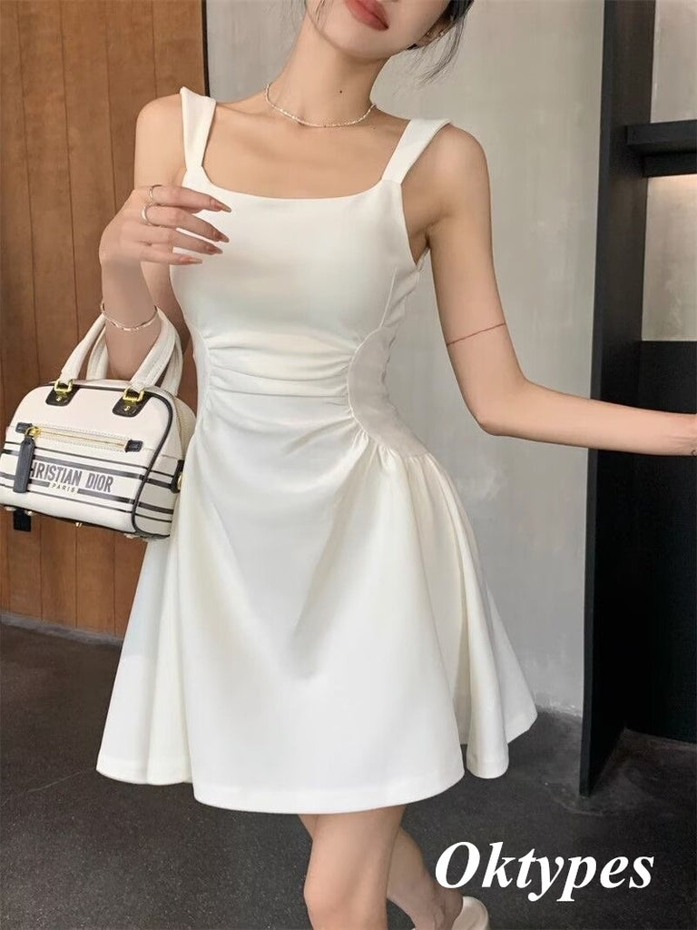 Elegant White Satin Spaghetti Straps Sleeveless A-Line Short Prom Dresses/Homecoming Dresses,PDS0500