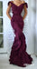 Sexy  Jersey Mermaid Off Shoulder V-Neck Stretchy Long Formal Prom Dresses, PDS0990