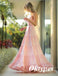 Sexy Pink Soft Satin Spaghetti Straps V-Neck A-Line Long Prom Dresses, PDS1022