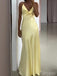 Sexy Lemon V-Neck Spaghetti Strap Floor-Length Prom Dresses PDS1173