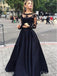 Elegant Black Lace A-Line Full Sleeve Women Floor-Length Prom Dresses PDS1223