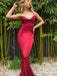 Luxurious Red Mermaid Spaghetti Strap Women Floor-Length Prom Dresses PDS1214