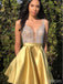 Pretty Yellow Empire Sweetheart Spaghetti Strap Women Mini Dresses Homecoming Dresses, PDS0561