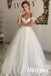 Elegant Off Shoulder V-Neck Sleeveless A-Line Long Wedding Dresses,WDS0143