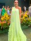 Lemon Beautiful One Shoulder A-Line Flower Floor-Length Women Prom Dresses PDS1240